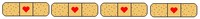 Four bandaids with hearts on them